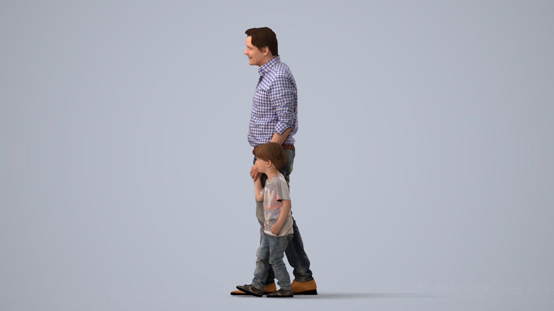 3D scanned boy kids casual, photorealistic archviz people for Enscape and SketchUp, three-quarter view render