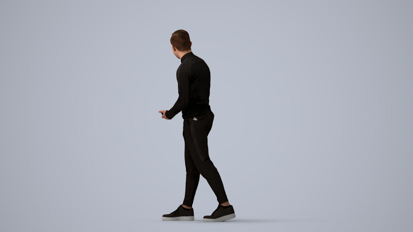 realistic 3D boy casual kids, scanned archviz people for Blender and 3ds Max, three-quarter view render