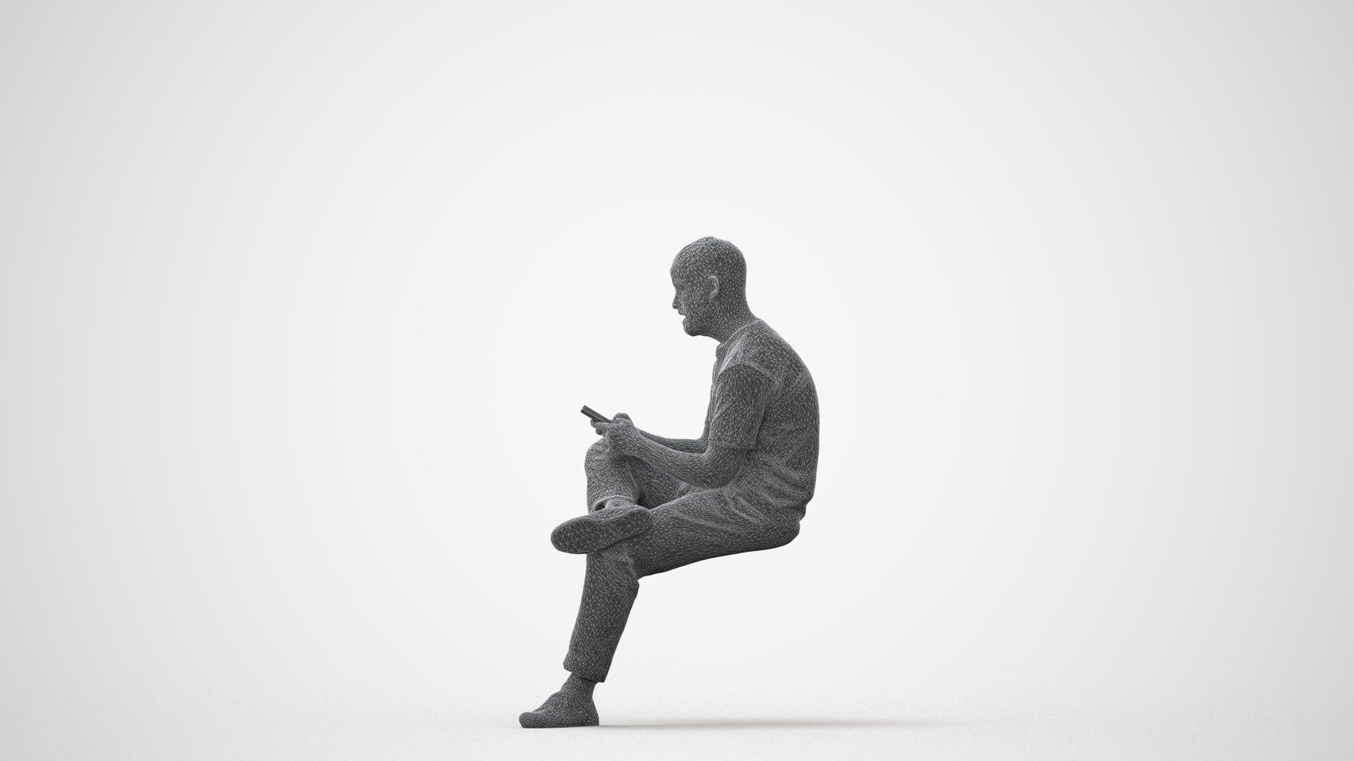 photogrammetry 3D man casual sitting, realistic human model archviz FBX, square thumbnail