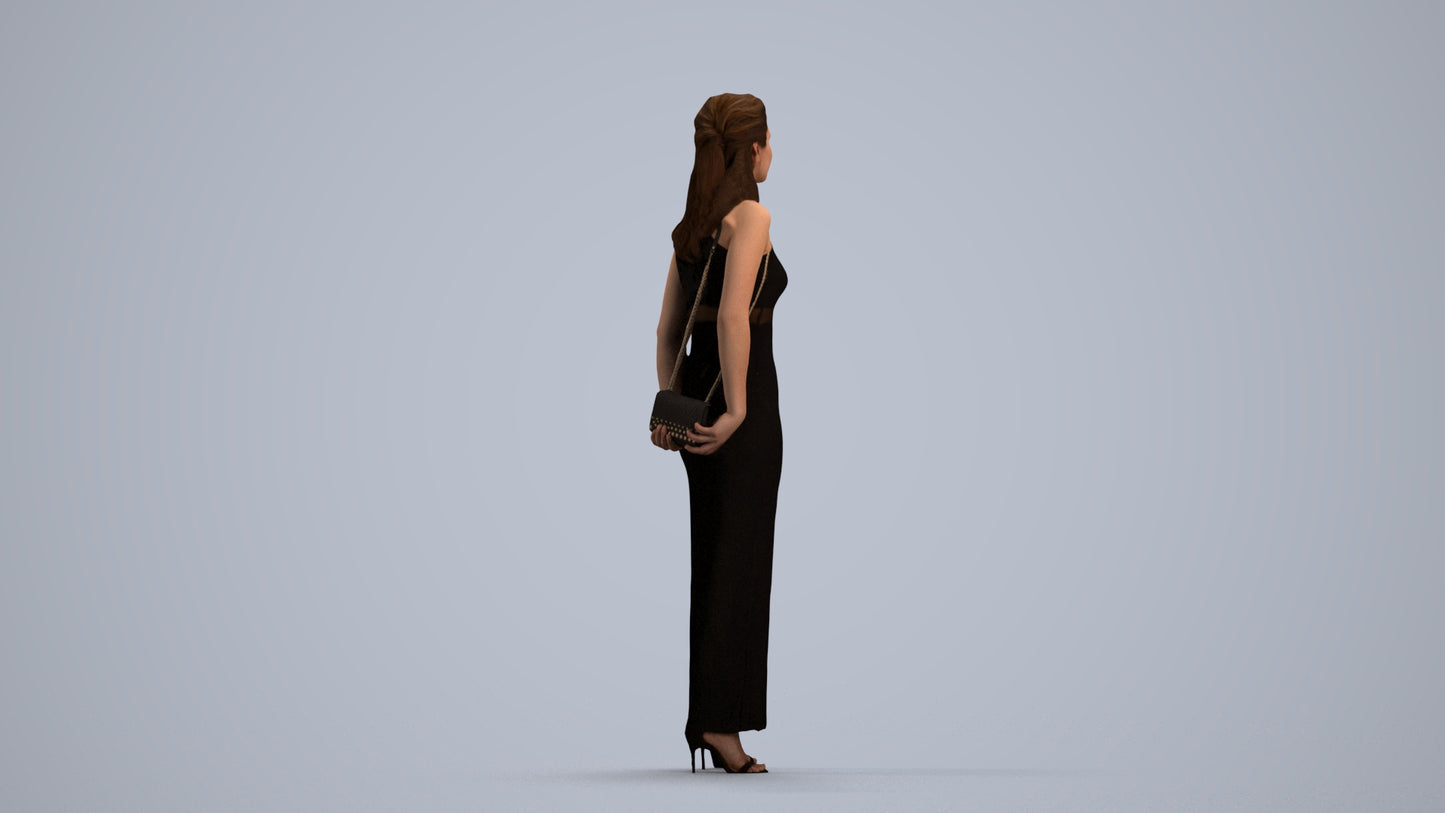 3D scanned woman formalaffairs formal, photorealistic archviz people for Enscape and SketchUp, front view render