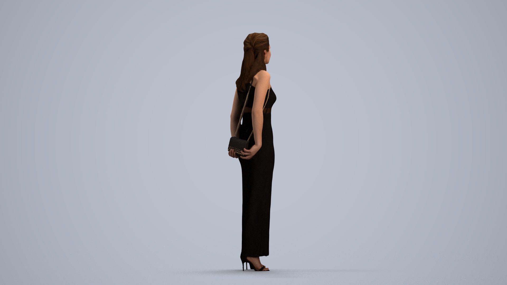 3D scanned woman formalaffairs formal, photorealistic archviz people for Enscape and SketchUp, front view render