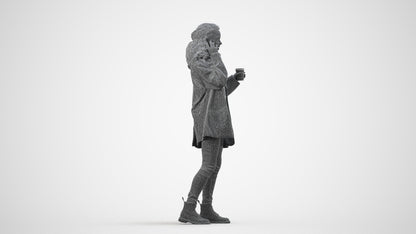 realistic 3D human woman casual walking, archviz people FBX OBJ for Blender, wireframe side view