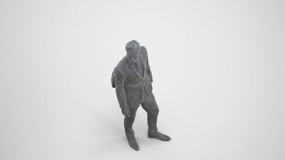 realistic 3D man business, scanned archviz people for Blender and 3ds Max, wireframe three-quarter view