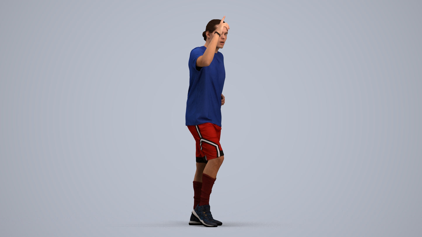 3D human model man sport, photogrammetry scanned person for archviz, standing pose render