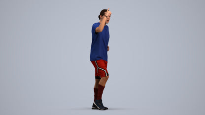 3D human model man sport, photogrammetry scanned person for archviz, standing pose render