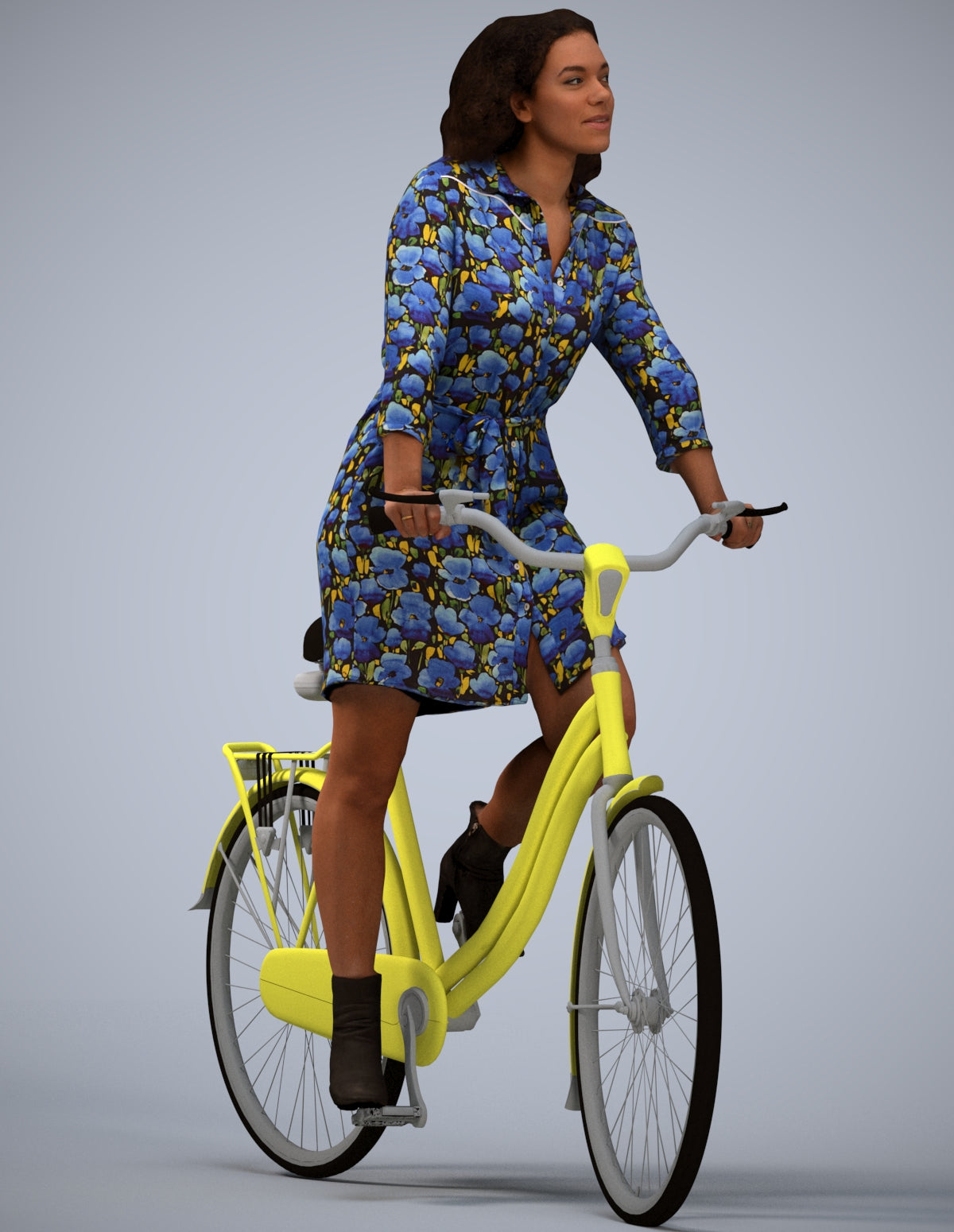 3D people model woman casual cycling, scanned human for 3ds Max rendering
