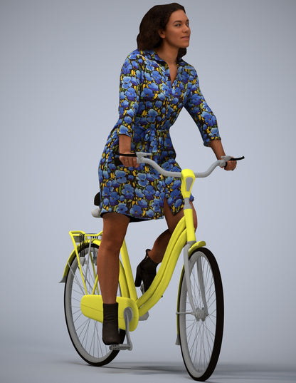 3D people model woman casual cycling, scanned human for 3ds Max rendering