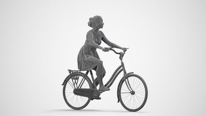 realistic 3D human woman formal cycling, archviz people FBX OBJ for Blender, wireframe side view