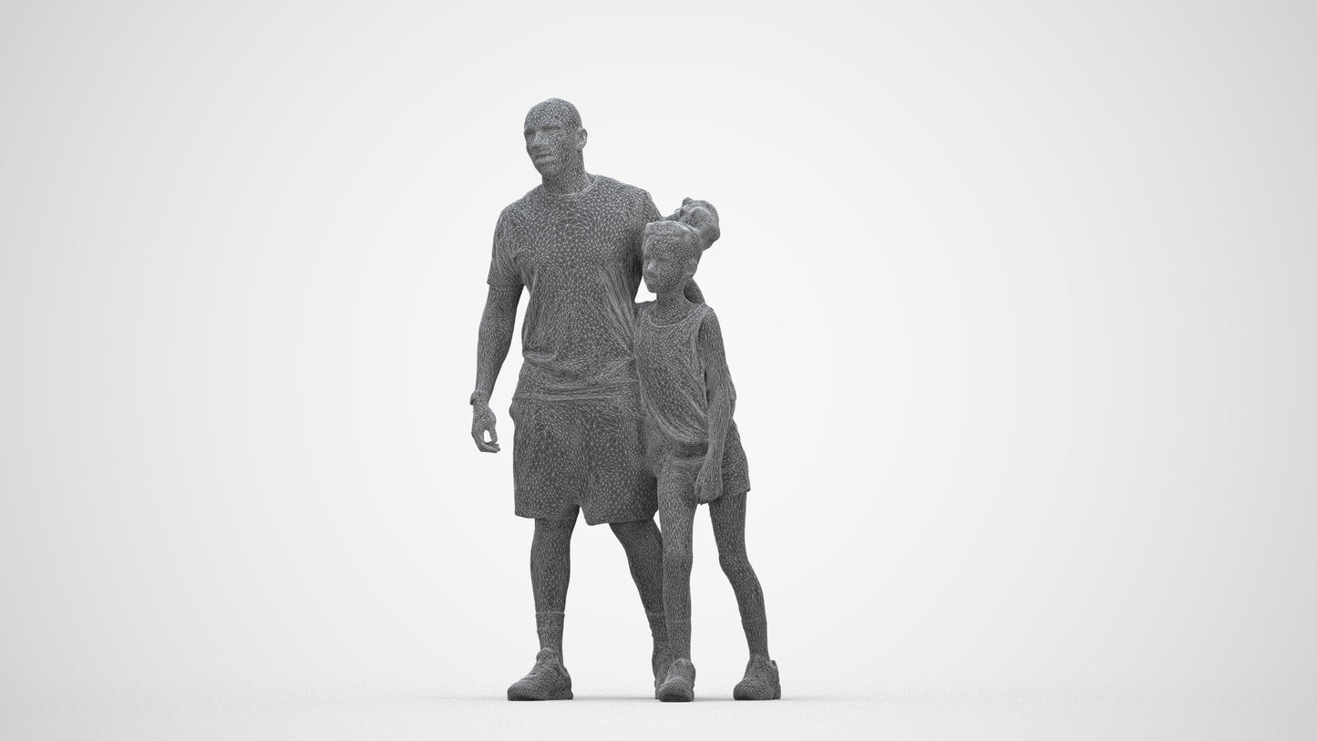 realistic 3D people girl sport kids, render-ready for V-Ray and Corona, FBX OBJ, wireframe back view