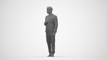 3D scanned man walking business, photorealistic archviz people for Enscape and SketchUp, wireframe back view
