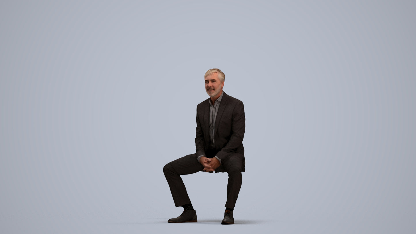 realistic 3D human man business, archviz people FBX OBJ for Blender, standing pose render