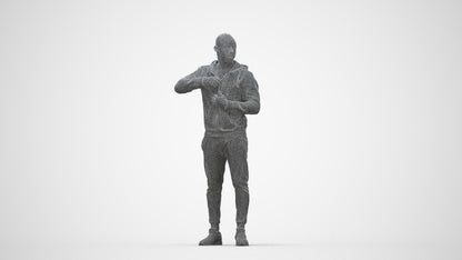 photogrammetry 3D man sport standing, realistic human model archviz FBX, wireframe back view