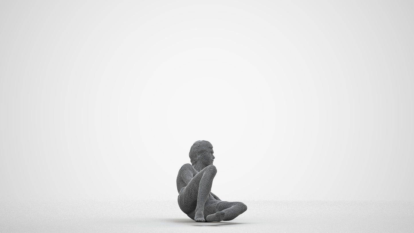 photogrammetry 3D man pool, realistic human model archviz FBX, wireframe side view