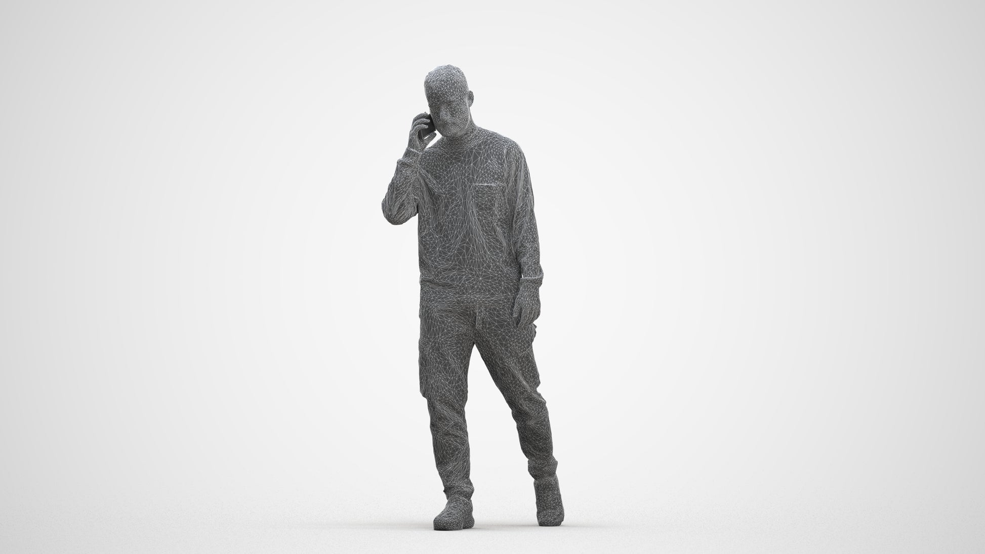 3D scanned man walking casual, photorealistic archviz people for Enscape and SketchUp, three-quarter front view render