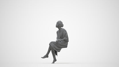3D scanned woman bathroom, photorealistic archviz people for Enscape and SketchUp, wireframe back view