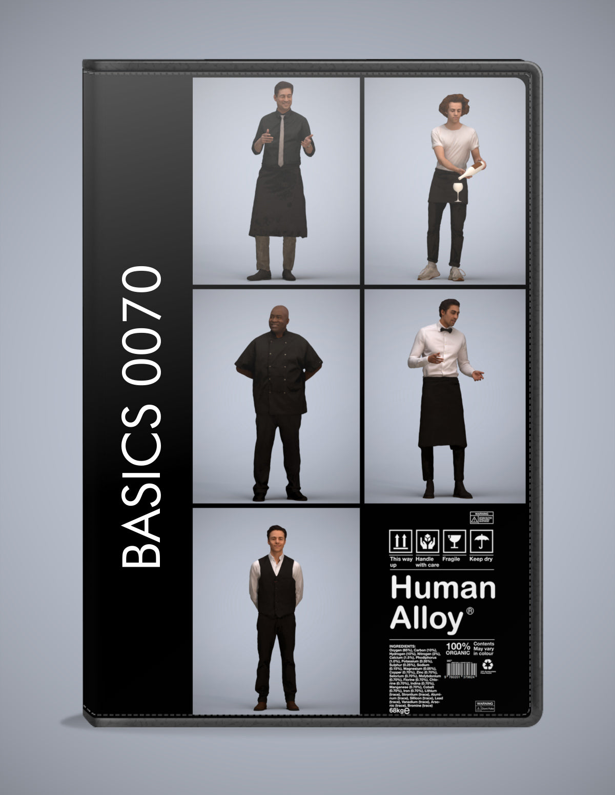 5x realistic 3D people hospitality pack, scanned archviz collection for Blender and 3ds Max