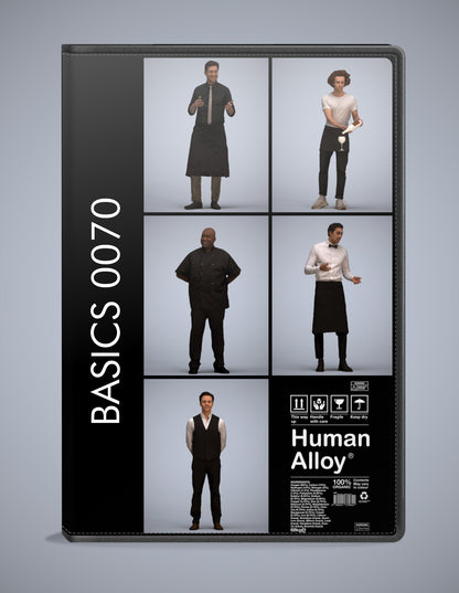 5x realistic 3D people hospitality pack, scanned archviz collection for Blender and 3ds Max