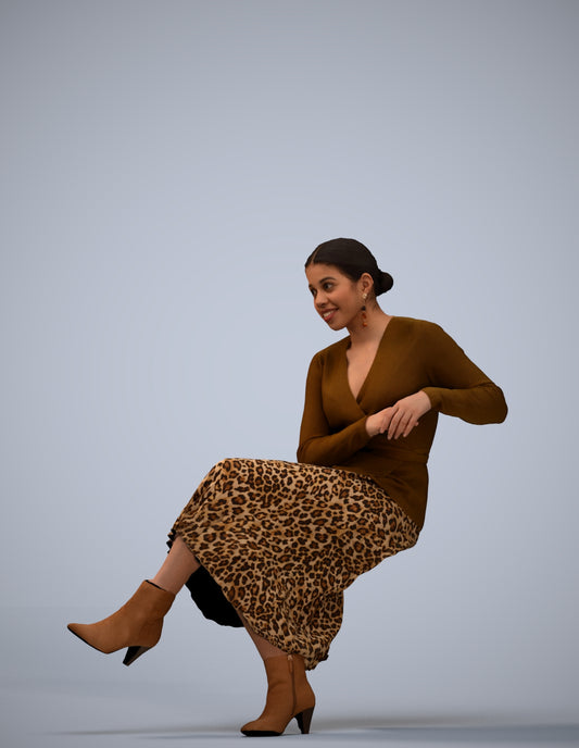 realistic 3D people woman casual sitting, render-ready for V-Ray and Corona, FBX OBJ