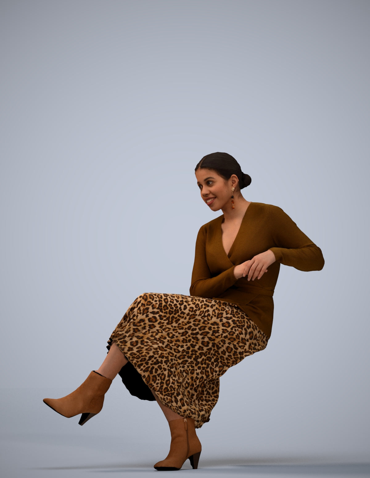 realistic 3D people woman casual sitting, render-ready for V-Ray and Corona, FBX OBJ