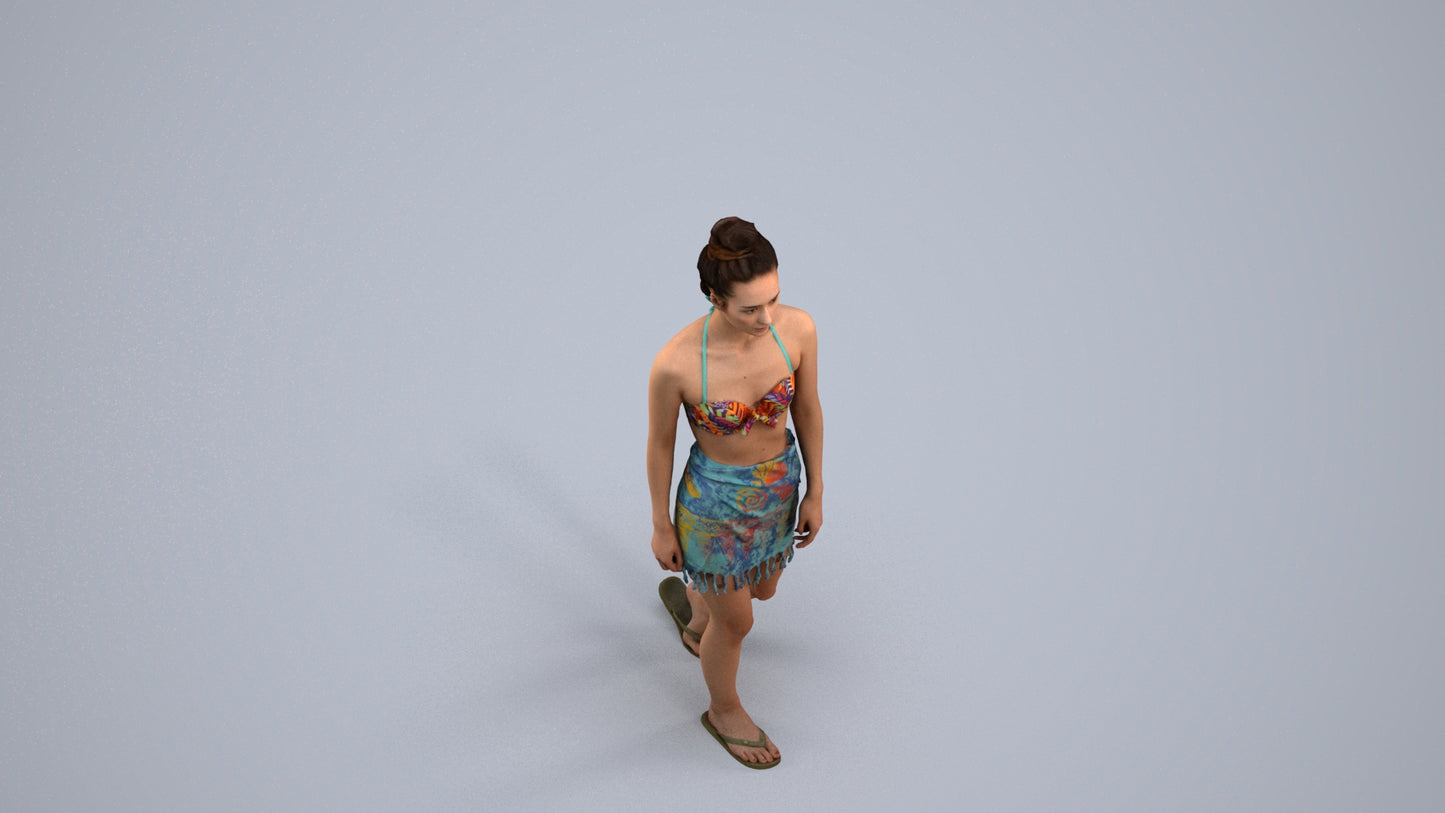 scanned 3D woman pool, photogrammetry people for Enscape and V-Ray, back view render