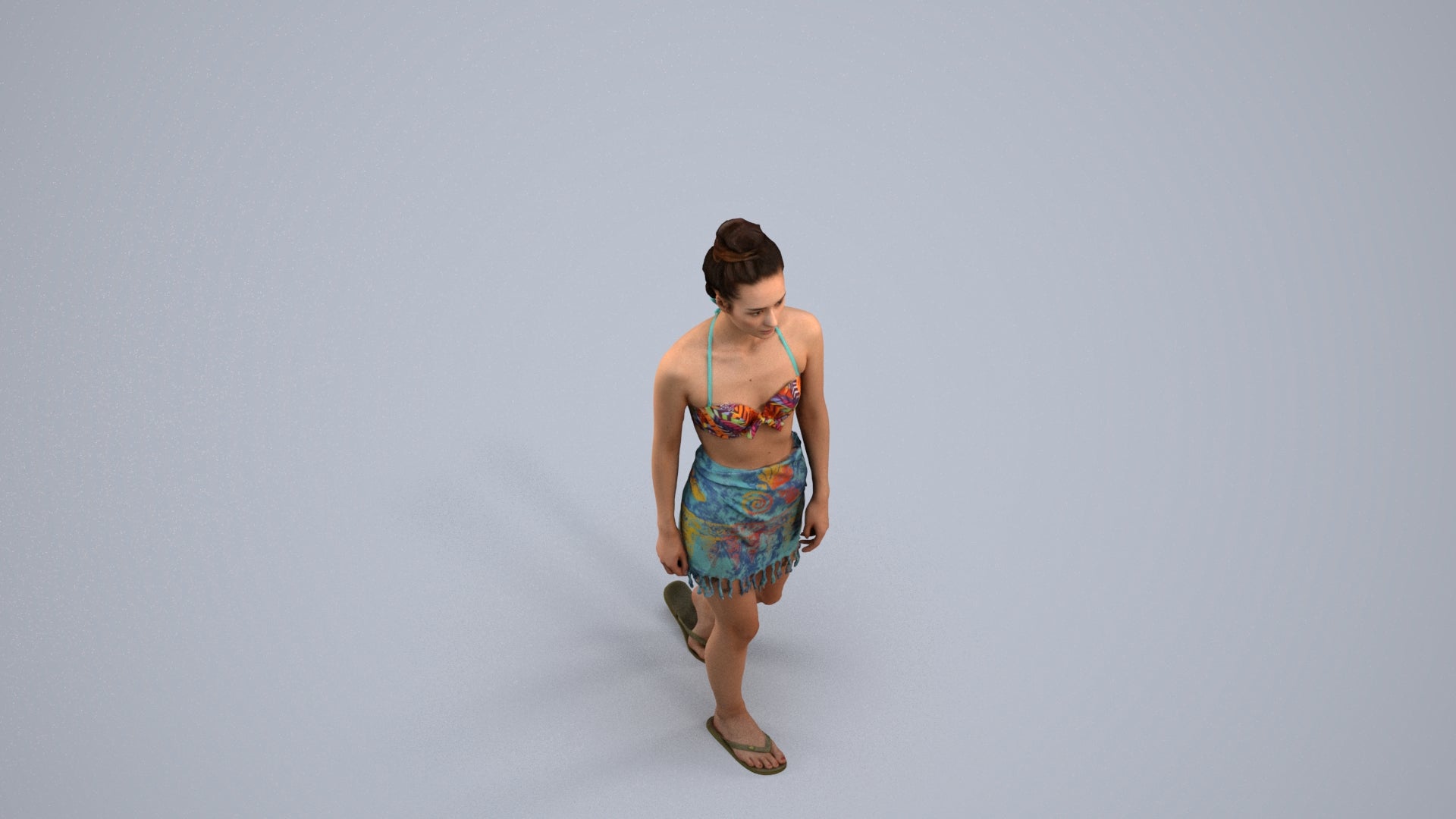scanned 3D woman pool, photogrammetry people for Enscape and V-Ray, back view render