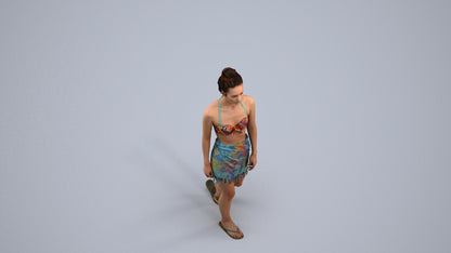 scanned 3D woman pool, photogrammetry people for Enscape and V-Ray, back view render