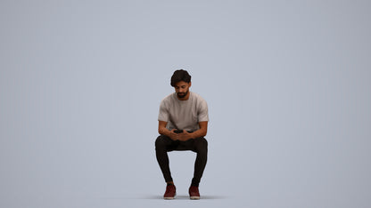 realistic 3D human man casual sitting, archviz people FBX OBJ for Blender, standing pose render