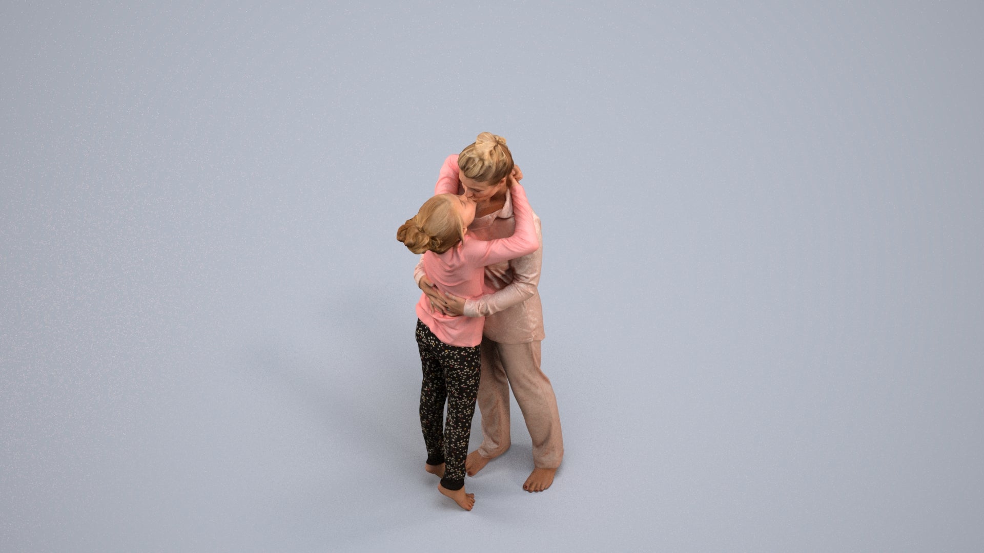 3D human model girl kids, photogrammetry scanned person for archviz, back view render
