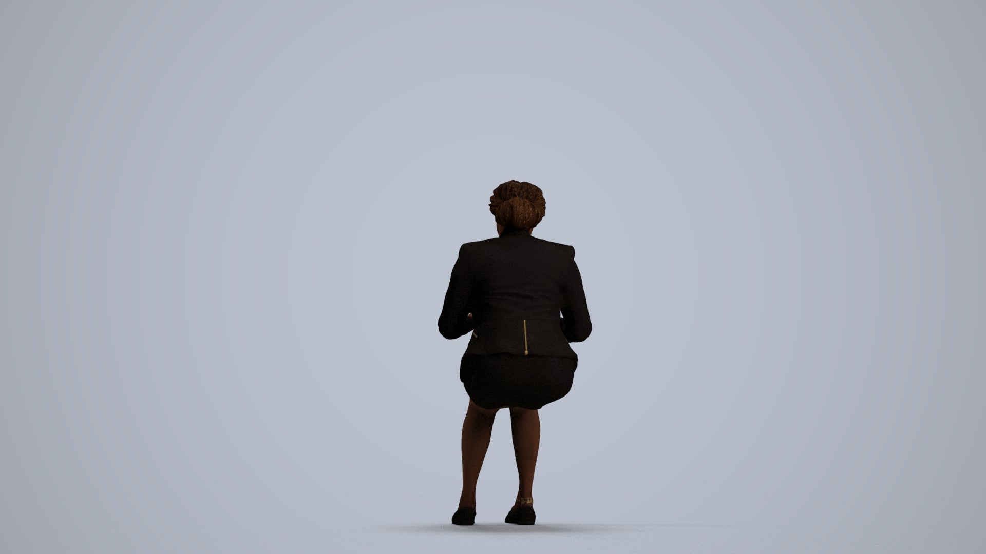 3D people model woman business sitting, scanned human for 3ds Max rendering, front view render
