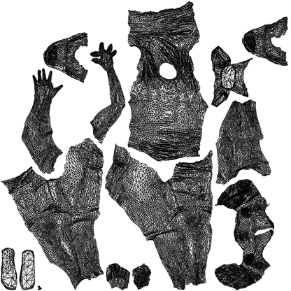 3D people model boy casual kids, scanned human for 3ds Max rendering, wireframe top-down view