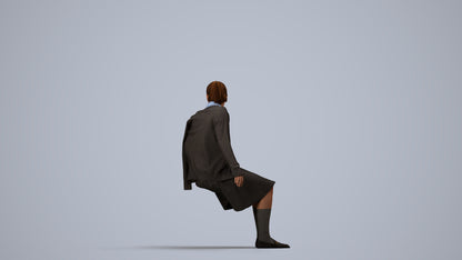 realistic 3D human girl kids, archviz people FBX OBJ for Blender, side view render