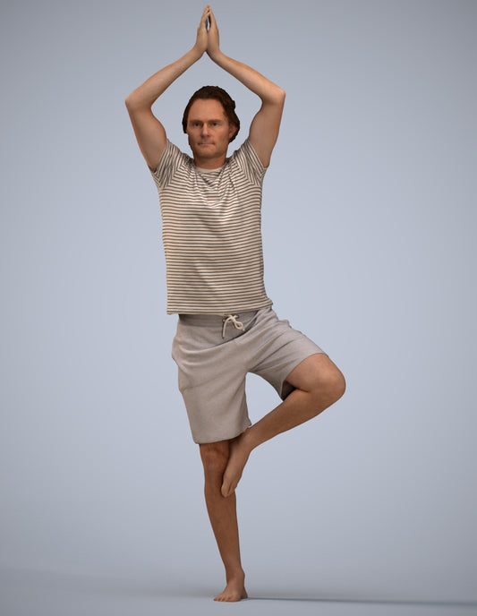 realistic 3D man casual sport, scanned archviz people for Blender and 3ds Max