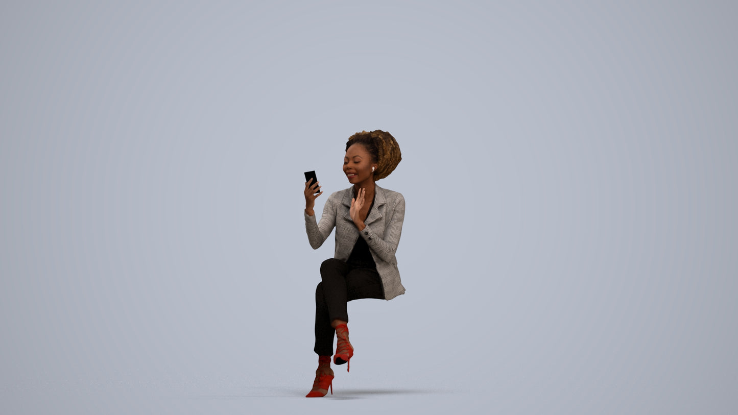 3D people model woman business, scanned human for 3ds Max rendering, standing pose render
