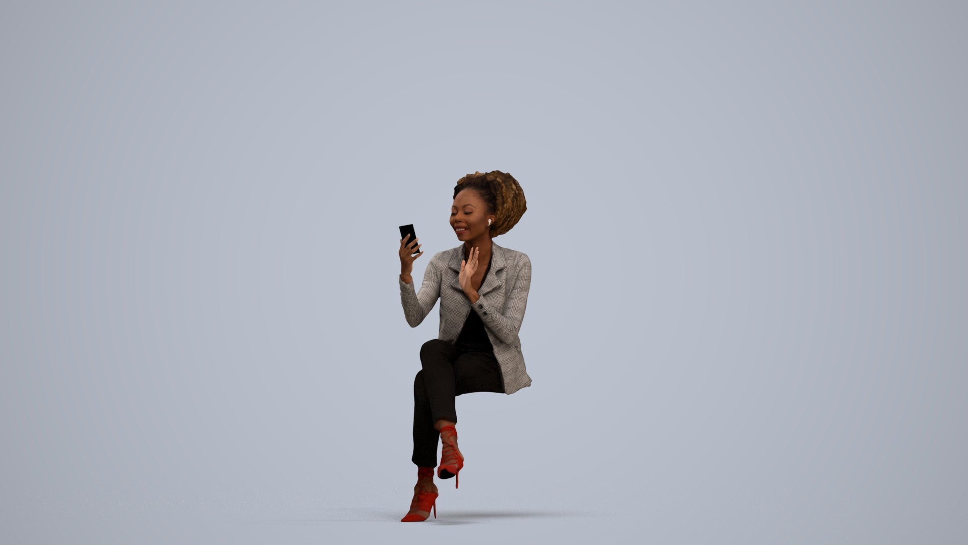 3D people model woman business, scanned human for 3ds Max rendering, standing pose render