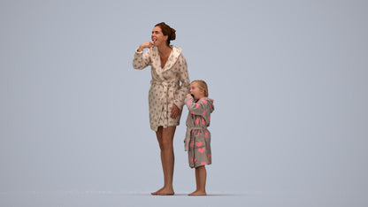 realistic 3D girl kids, scanned archviz people for Blender and 3ds Max, top-down view render
