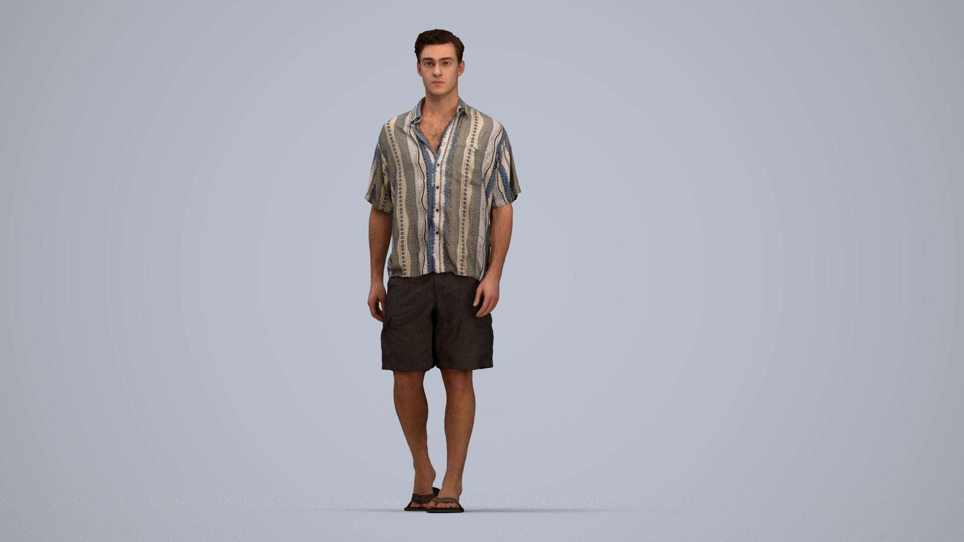 scanned 3D man casual walking, photogrammetry people for Enscape and V-Ray, top-down view render