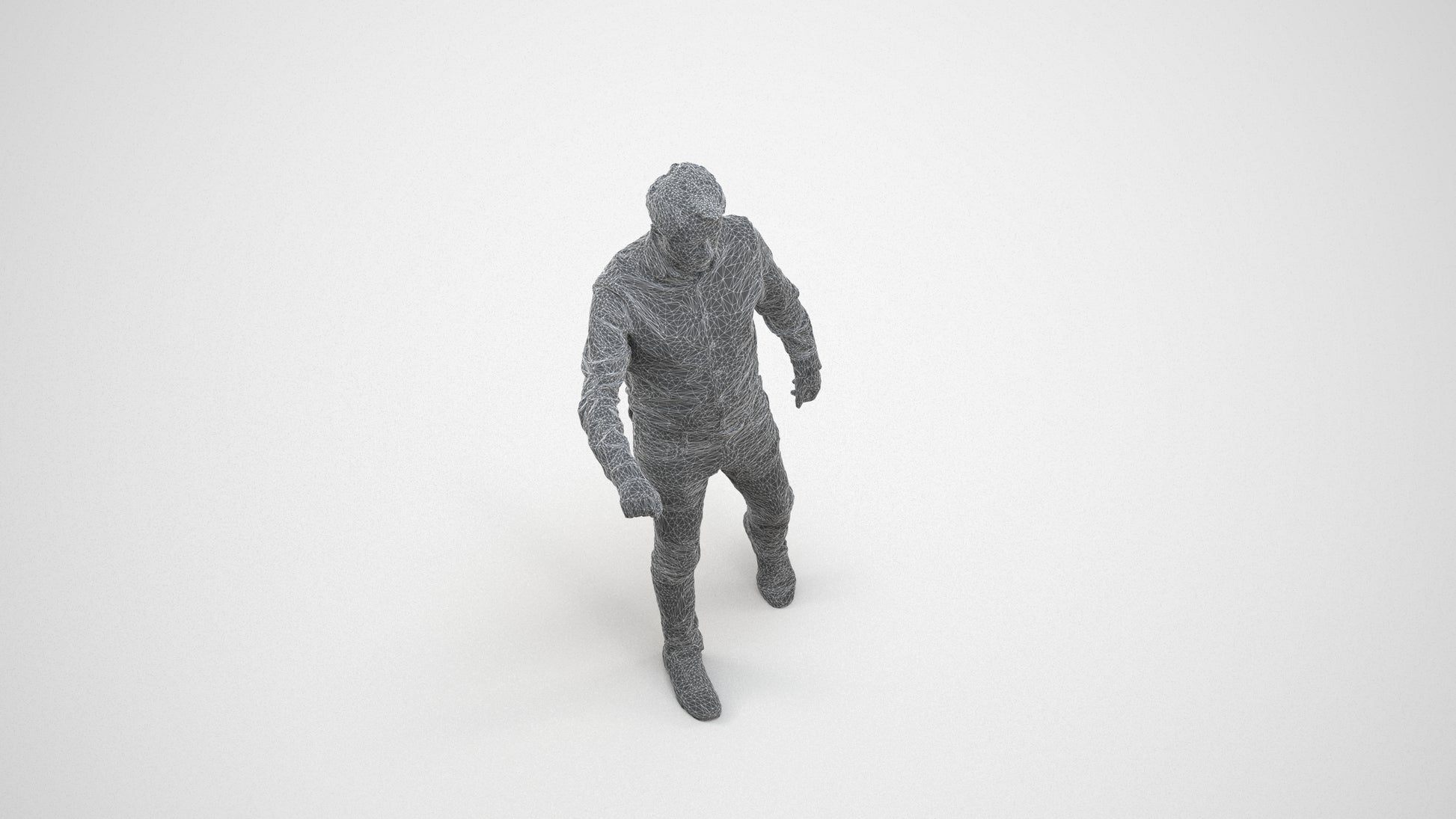 realistic 3D people man casual door, render-ready for V-Ray and Corona, FBX OBJ, wireframe three-quarter view