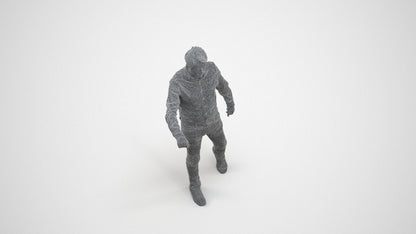 realistic 3D people man casual door, render-ready for V-Ray and Corona, FBX OBJ, wireframe three-quarter view