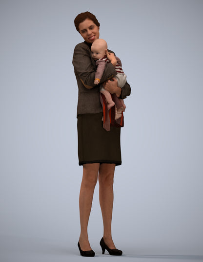 scanned 3D girl business kids, photogrammetry people for Enscape and V-Ray