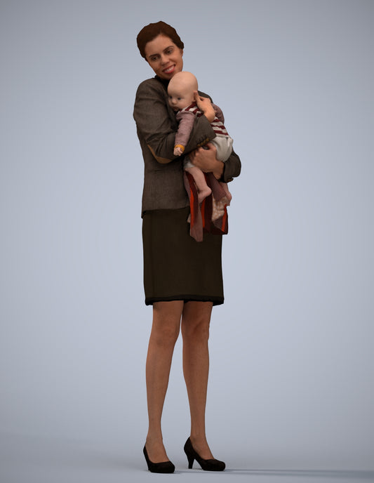 scanned 3D girl business kids, photogrammetry people for Enscape and V-Ray