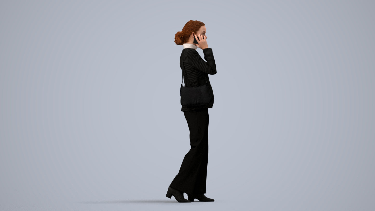 scanned 3D woman business, photogrammetry people for Enscape and V-Ray, side view render