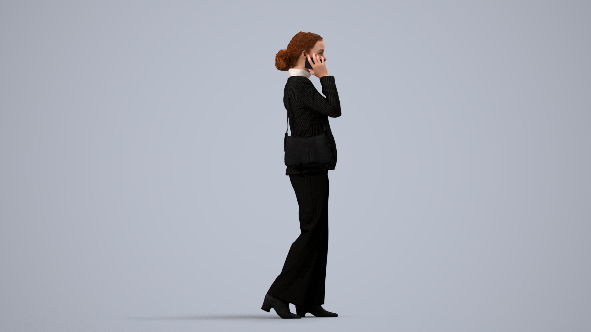 scanned 3D woman business, photogrammetry people for Enscape and V-Ray, side view render
