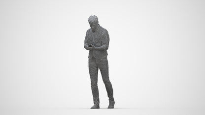 scanned 3D man casual walking, photogrammetry people for Enscape and V-Ray, wireframe back view