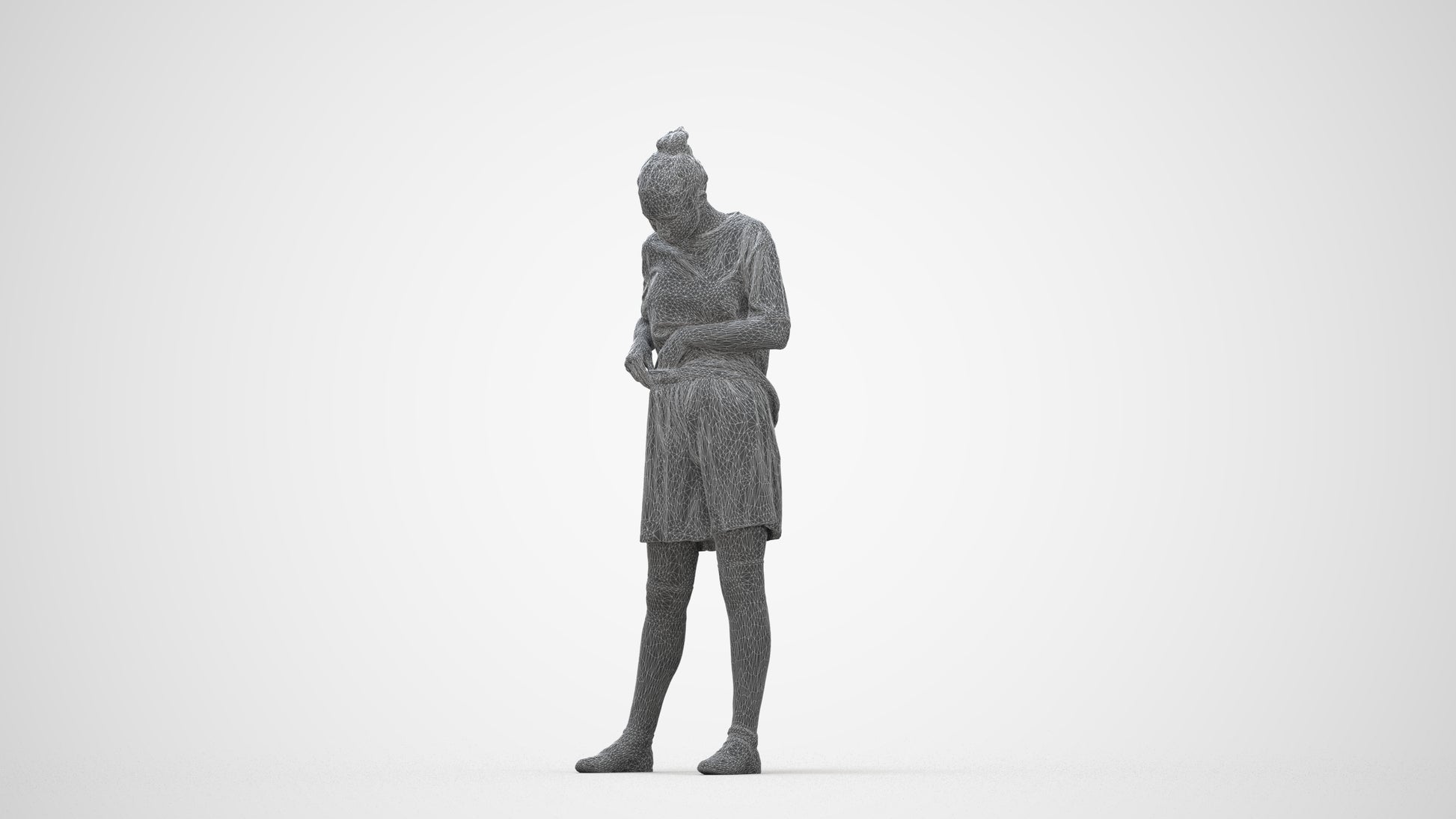 realistic 3D people girl sport, render-ready for V-Ray and Corona, FBX OBJ, wireframe back view