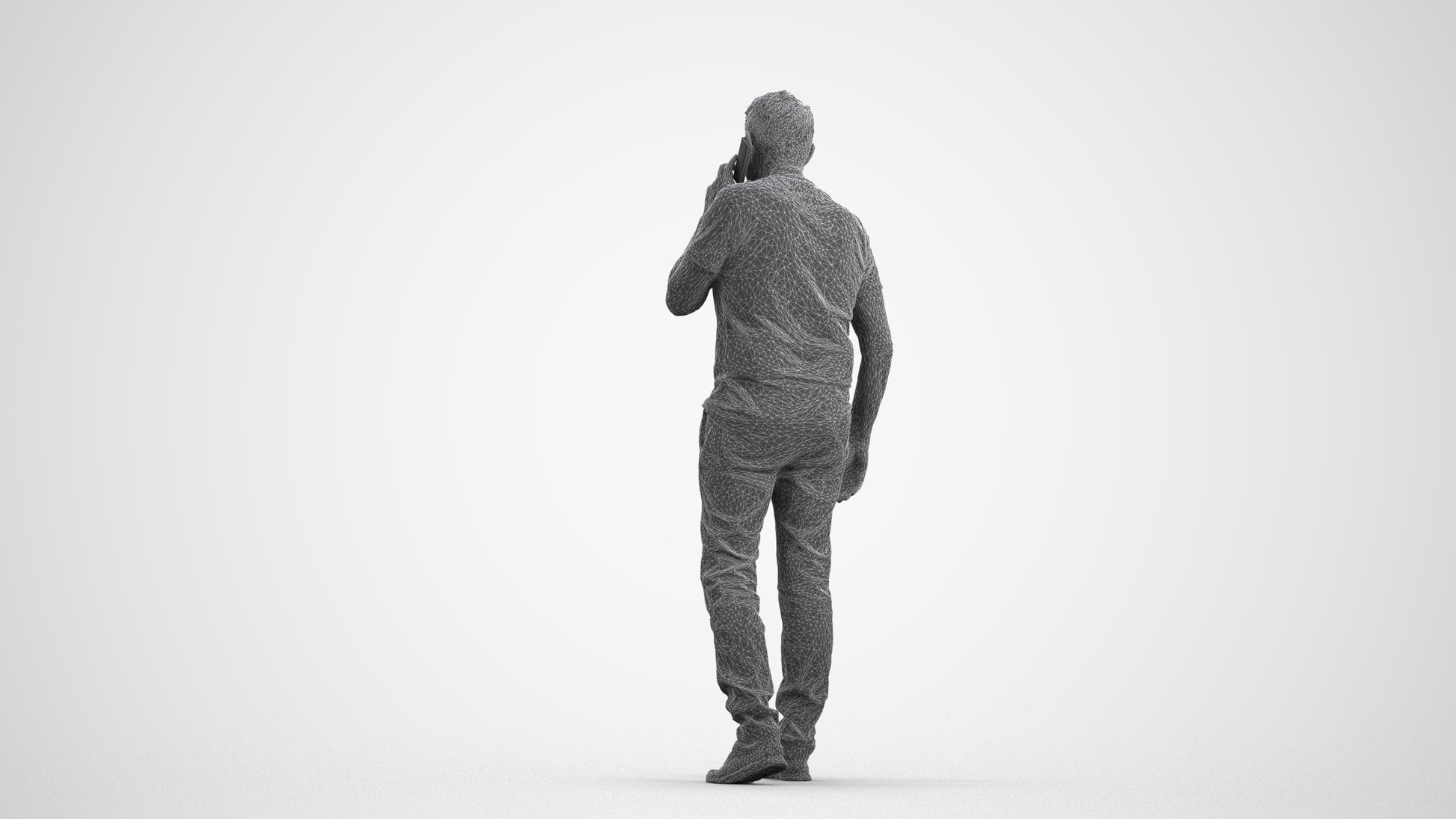realistic 3D human senior man casual walking, archviz people FBX OBJ for Blender, wireframe front view