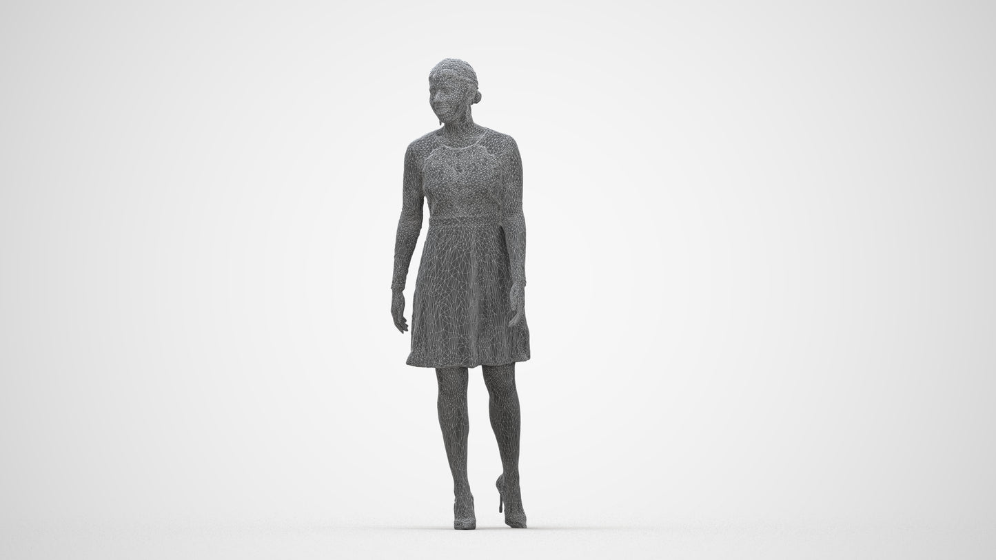 realistic 3D human woman formal formalaffairs, archviz people FBX OBJ for Blender, wireframe back view