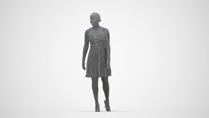 realistic 3D human woman formal formalaffairs, archviz people FBX OBJ for Blender, wireframe back view