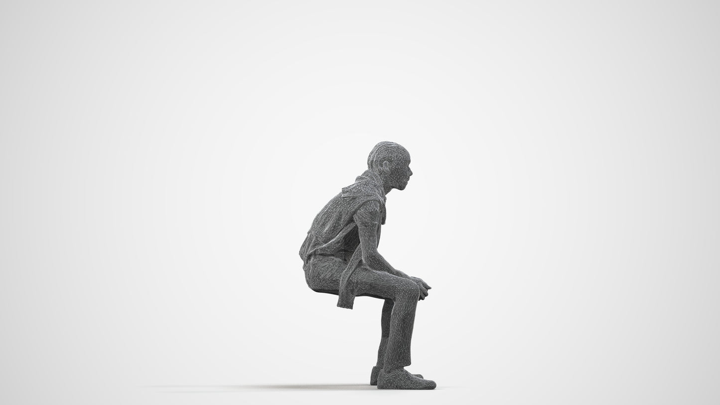 realistic 3D people boy kids, render-ready for V-Ray and Corona, FBX OBJ, wireframe side view