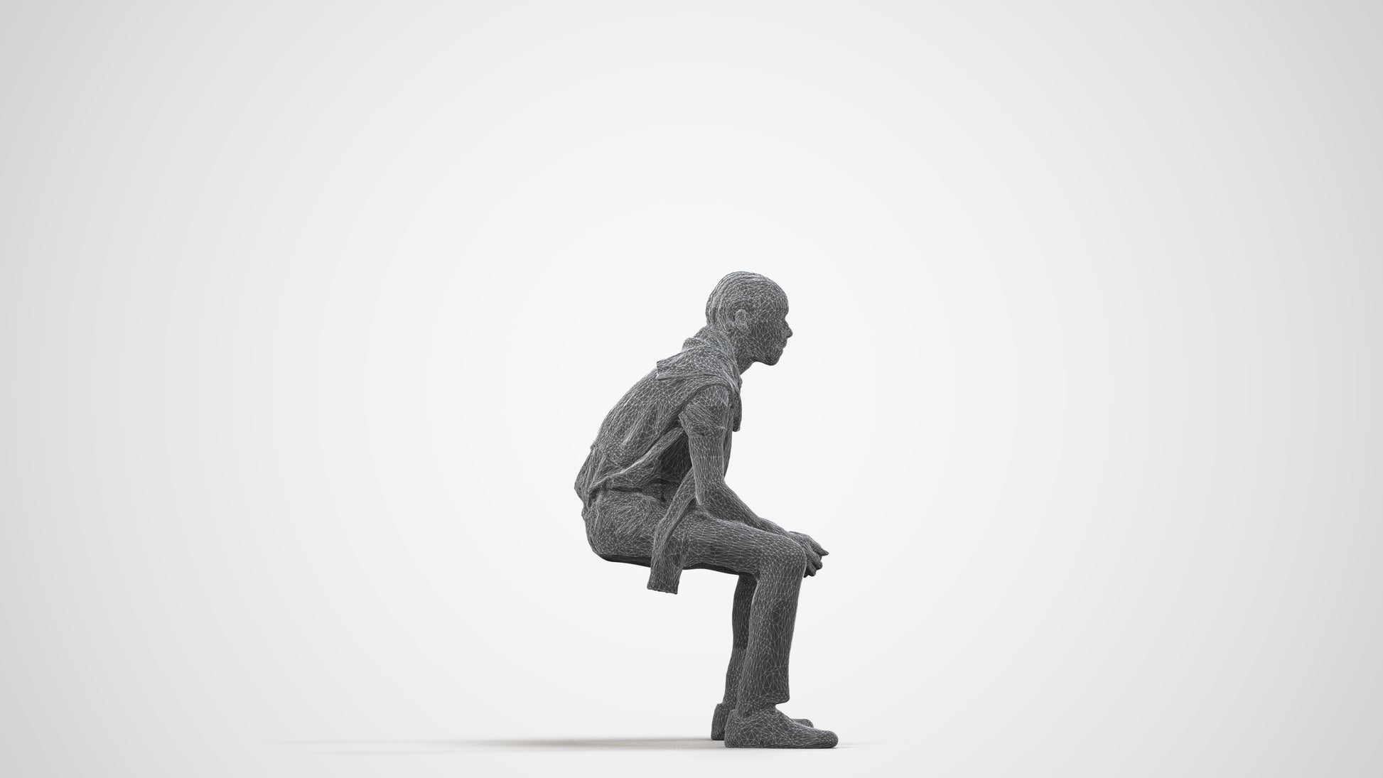 realistic 3D people boy kids, render-ready for V-Ray and Corona, FBX OBJ, wireframe side view