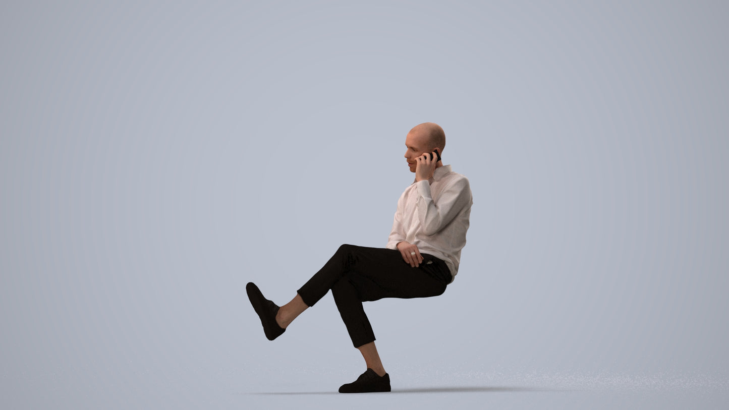 3D scanned man business, photorealistic archviz people for Enscape and SketchUp, three-quarter view render